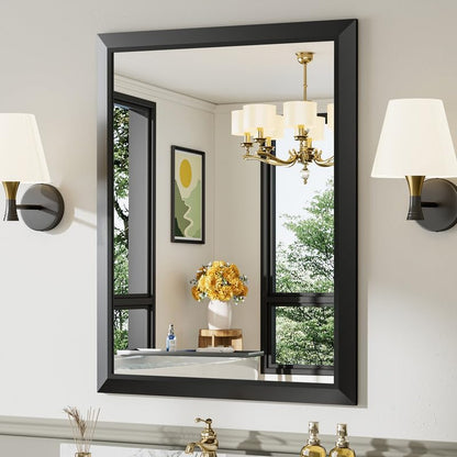Briivue Black Metal Framed Bathroom Wall Mirror, 28x36 Inch