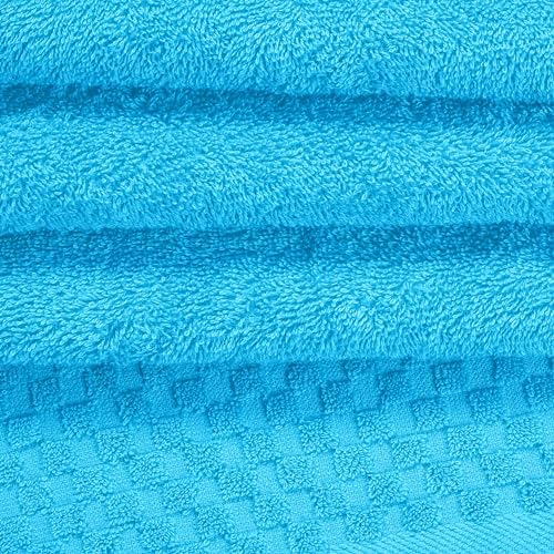 MyOwn Premium Cotton 6 Pack Towel Set for Bathroom, Contains 2 Bath Towels 28x55 inch, 2 Hand Towels 16x24 inch & 2 Wash Coths 12x12 inch, Ideal Everyday use, Compact & Lightweight - Turquoise Blue
