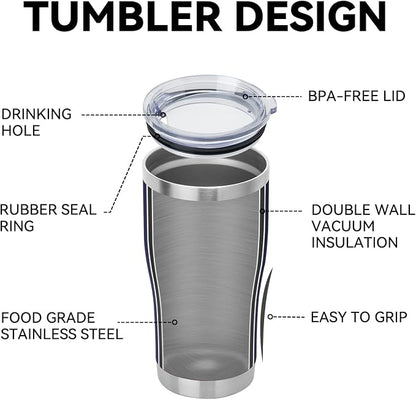 DOMICARE 20oz Tumbler with Lid Stainless Steel Tumblers Bulk, Double Wall Vacuum Insulated Coffee Travel Mug Powder Coated Tumbler, 8 Count (Pack of 1) Navy