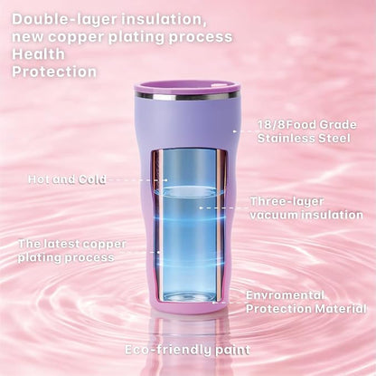 30 oz Stainless Steel Insulated Tumbler with Straw and Lid, Double Wall Vacuum Travel Cup, Spill Resistant, Fits Most Cup Holders, for Water, Iced Coffee and Hot Drinks, Lavender Ombre