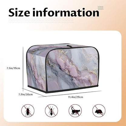 Toaster Cover 2 Slice Wide Slot Pink Grey MarbleBread Toaster Oven Dustproof Cover Small Appliance Kitchen Covers Dust and Fingerprint Protection for Women Gift 2 Slice