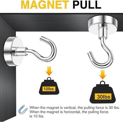 DIYMAG Magnetic Hooks, 30lbs+ Magnet Hook 2026 Cruise Cabin Ship Essentials N52 Strong Kitchen Utensil Racks Refrigerator Fridge Magnets Hanging for Classroom Beach Vacation Grills Home 6 Pack