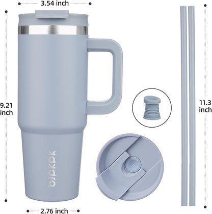 BJPKPK Tumbler With Handle 30 oz Stainless Steel Insulated Tumbler With Lid And Straw For Water Or Ice Coffee,Modern Blue