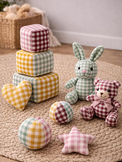 Cotton Patchwork Quilting Fabric Panel – 155×100 cm, 100% Cotton, Made in Türkiye (PRT_KUP 01-001) (Classic Gingham, 5 pcs (23.6x11.8 inc))