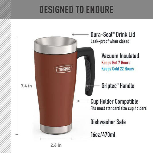 THERMOS ICON SERIES, Stainless Steel Mug, Saddle, 16 oz