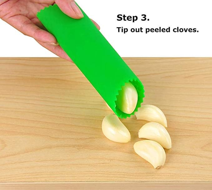 Sinnsally Garlic Peeler Skin Remover Roller,Easy Quick to Peeled Garlic Cloves with Silicone Tube Roller Garlic Peeling Kitchen Tool (Black,Clear)