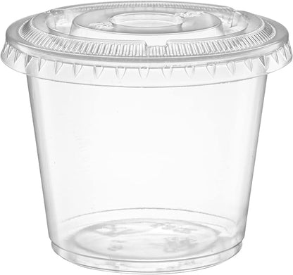 5 oz - 200 Sets Clear Diposable Plastic Portion Cups With Lids, Small Mini Containers For Portion Controll, Jello Shots, Meal Prep, Sauce Cups, Slime, Condiments, Medicine, Disposable Souffle Cups