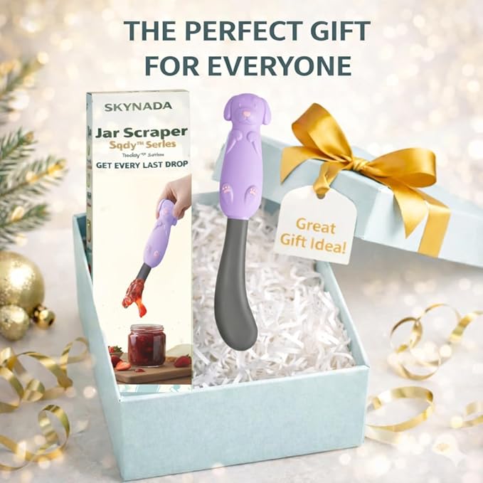 Jar Scraper Spatula - Silicone Scraper, Cute Kitchen Accessories, Unique Fun Cooking Kitchen Gadgets for Foodies - BPA-free & 100% Food Safe (Puppy - Purple)