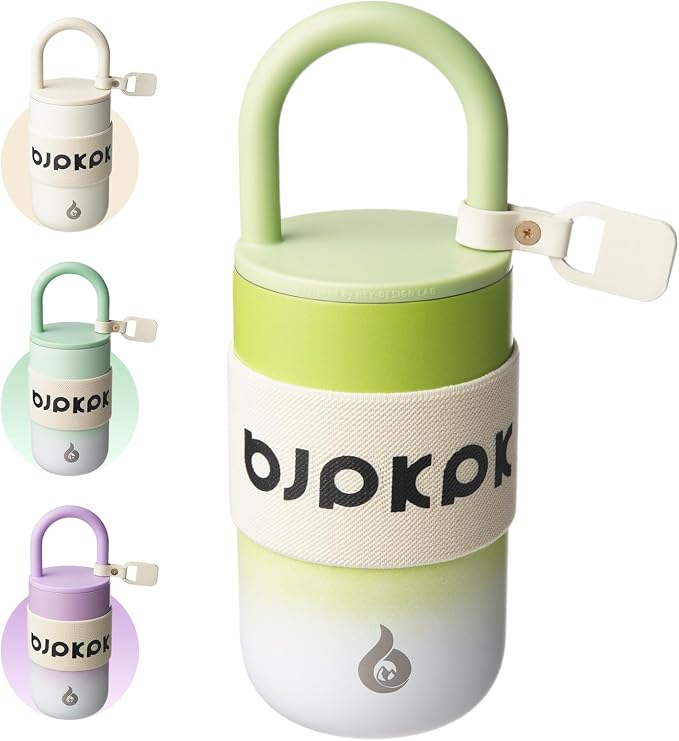 BJPKPK 13oz Tumbler With Lid And Handle Insulated Tumblers Cup Stainless Steel Coffee Mug,Cucumber