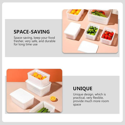MAGICLULU Double Refrigerator Organizer Box Multifunctional Fridge Food Container for Fruits Vegetables Snacks Keeps Food Fresh Neat Tidy for Home Kitchen Storage
