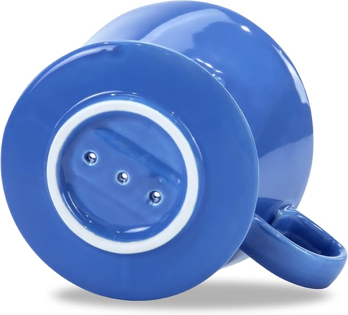 Pour Over Ceramic - Coffee Dripper Ceramic Coffee Maker with 3 Holes Flat Bottom, Porcelain Slow Filter Cone for Travel, Camping, Office, Home, Coffee Maker Brew, Blue