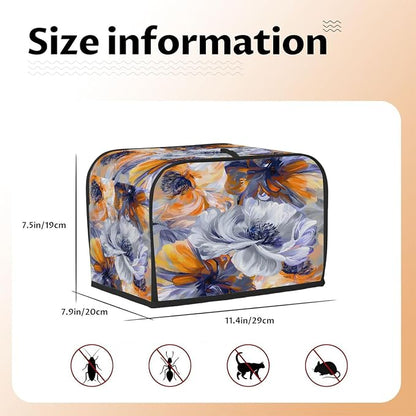 Floral Pattern Beautiful Toaster Cover 2 Slice Wide Slot Washable Kitchen Appliance Covers Fingerprint Bread Machine Dust Cover Small Toaster Oven Accessories Covers Bread Maker Bag Women Gift