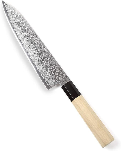 Japanese Chef Knife Damascus ZA18 69 Layer Octagonal Magnolia Wood Handle, Gyuto 8.3-inch (210mm)