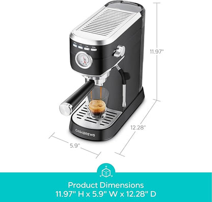 CASABREWS CM5418 Espresso Machine 20 Bar, Stainless Steel Espresso Maker with Milk Frother, Compact Cappuccino Machine for Home, Small Espresso Coffee Machine for Latte, Black