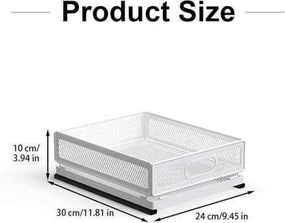 Pull Out Cabinet Organizer, Slide Out Drawers Fixed with Adhesive Nano Film, Pantry Shelves Sliding Drawer Storage Organization for Kitchen/Bathroom/Bedroom (11.8*9.4*3.9inch/30*24*10cm)