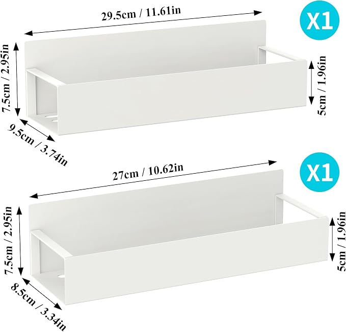 HuggieGems 2 Pack Magnetic Spice Storage Rack Organizer for Refrigerator and Oven, Cream White Fridge Organizers and Storage