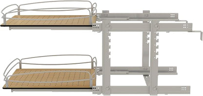 Rev-A-Shelf 2 Tier Pull Out Kitchen Cabinet Storage Organizer with Solid Bottom & Undermount Soft-Close Full Extension Slides, Min Opening Width of 20", 54BK-21SC-2-1