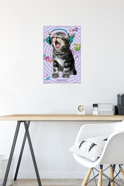 Trends International Keith Kimberlin - Kitten - Singing Wall Poster, 14.725" x 22.375", Premium Poster & Mount Bundle
