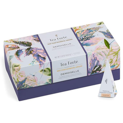 Tea Forte Premium Presentation Box Gift Set Sampler, 20 Count, Assorted Blends Individually Wrapped Handcrafted Pyramid Infuser Bags, Demoiselle Tea