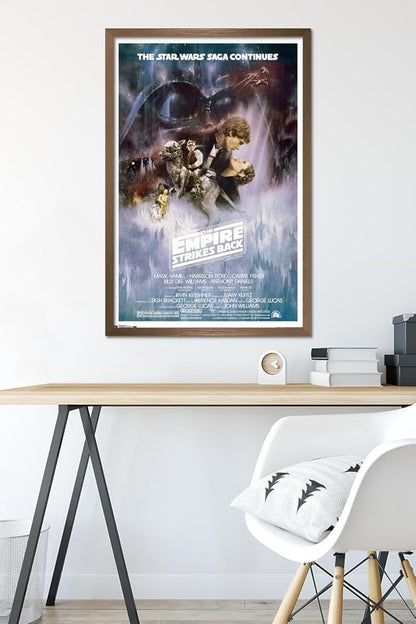 Trends International Star Wars: The Empire Strikes Back - The Saga Continues One Sheet Wall Poster, 22.375" x 34", Bronze Framed Version