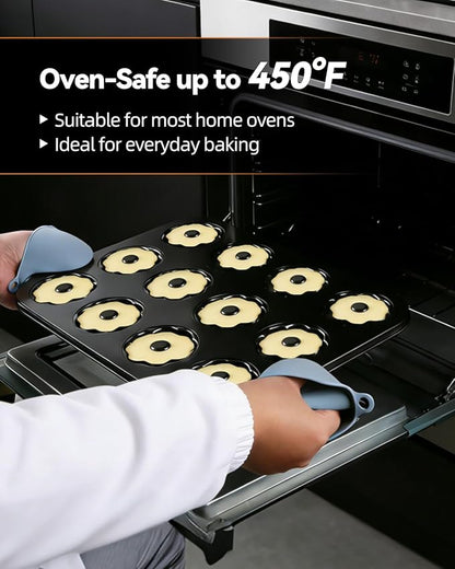 2 Pack Mini Bundt Cake Pans for Baking, 12-Cavity Nonstick Mini Bundtlette Baking Mold, Heavy-Duty Carbon Steel, Oven-Safe to 450℉ Versatile Fluted Bake Pan for Muffins, Brownies, Cupcakes, Mini Cakes