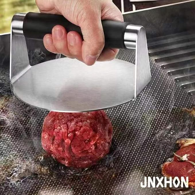 5.5inches 304Stainless Steel Burger Press, Round Burger Smasher ，Hamburger Press for Griddle, Ground Steak Press，Smash Burger Press with Anti-Scald Handle