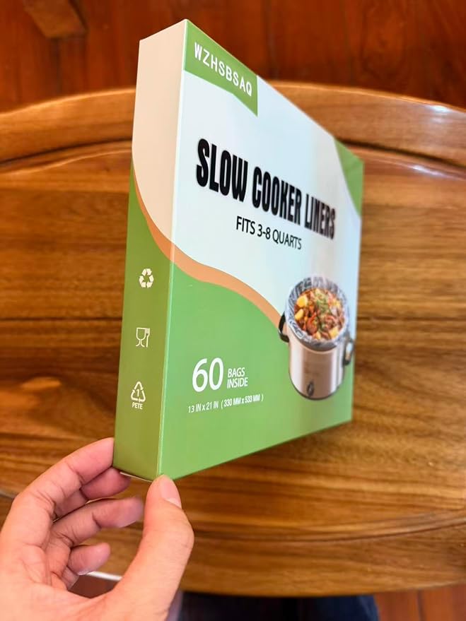 Slow Cooker Liners, 60 Cooking Bags, Large Disposable Pot Liner Plastic Bags for 3QT to 8QT Slow Cookers, 13 in. x 21 in.