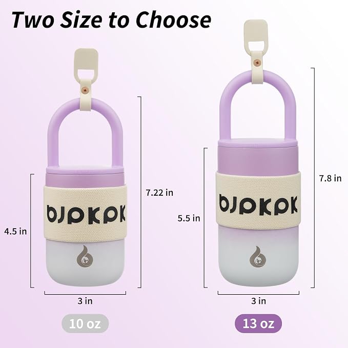BJPKPK 13oz Insulated Tumbler With Lid And Handle Stainless Steel Travel Mug Loop Coffee Tumbler Cups,Lilac