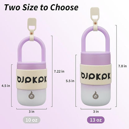 BJPKPK 13oz Insulated Tumbler With Lid And Handle Stainless Steel Travel Mug Loop Coffee Tumbler Cups,Lilac