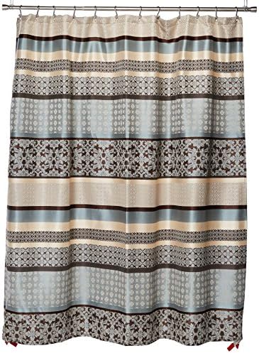 Madison Park Geometric Jacquard Fabric Shower Curtain, 72"x72", Blue