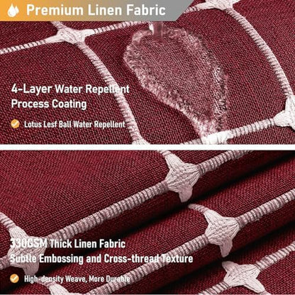 BTTN 72x78 Boho Farmhouse Linen Heavy Duty Fabric Shower Curtain, Burgundy