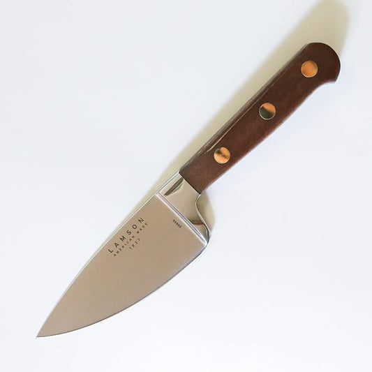 Lamson Premier Forged 4" Chef's Knife, Hi-Carbon Stainless Steel Blade, Triple Riveted for Balance, Ideal for Dicing, Slicing & Chopping, Kitchen Knives - Walnut Handle