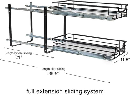 Household Essentials Matte Black Steel Dual Slide Organizer with Plastic Details