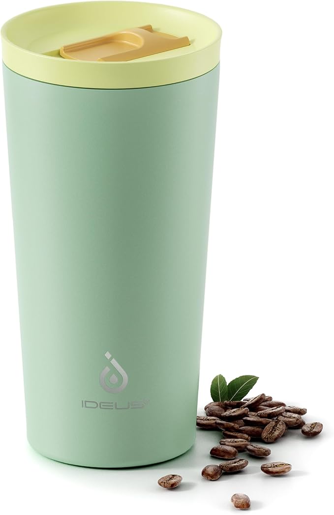 Ideus 17 oz Travel Coffee Mug, Double Wall Vacuum Stainless Steel Insulated Coffee Tumbler With Lid, Splash-Proof & Cup Holder Friendly, Keeps Drinks Hot/Cold, Dishwasher Safe, Mint Green