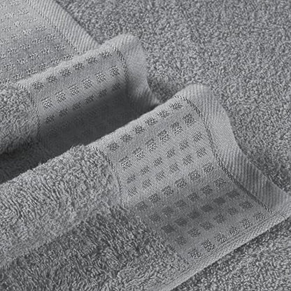 GLAMBURG 100% Cotton 2 Pack Oversized Bath Towel Set 28x55 Inches, Ultra Soft Highly Absorbant Compact Quickdry & Lightweight Large Bath Towels, Ideal for Gym Travel Camp Pool - Light Grey