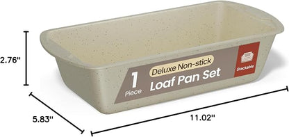 Nonstick Loaf Pan Set Pack of 1, Carbon Steel 11" Large Baking Bread Pan, Oven Safe Up to 450°F, PFOA, PFOS, PTFE Free, Space Saving Stackable Design, Stain Resistant, Dishwasher Friendly,White Marble