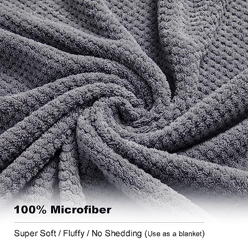 Smuge 2 Piece Hand Towels Set,100% Microfiber - Quick Dry, Thick, Soft, Plush and Highly Absorbent Luxury Hotel & Spa Bath Towel for Bathroom, Pack of 2 (Gray)