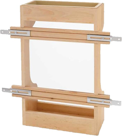 Rev-A-Shelf Dual Shelf Under Sink Organizer for Kitchen and Bathroom Cabinets, 36" Sink Base Vanity Storage, Inside Door Mount, Maple Wood, 4SBSU-18
