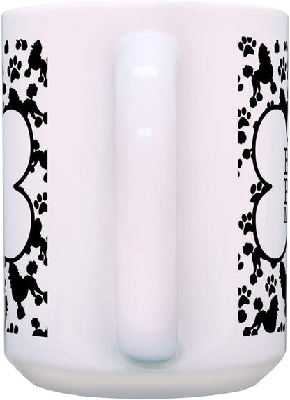 ThisWear Best Poodle Dad and Mom Ever Mug Set Bone and Paw Print Pattern 2 Pack 15-oz Cups 15oz Mugs