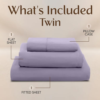Utopia Bedding Twin Sheet Set – 3 Piece Bed Sheets for Twin Size Bed, Soft and Breathable Microfiber, Includes 1 Fitted Sheet, 1 Flat Sheet and 1 Pillowcase – Oeko Tex (Lavender)