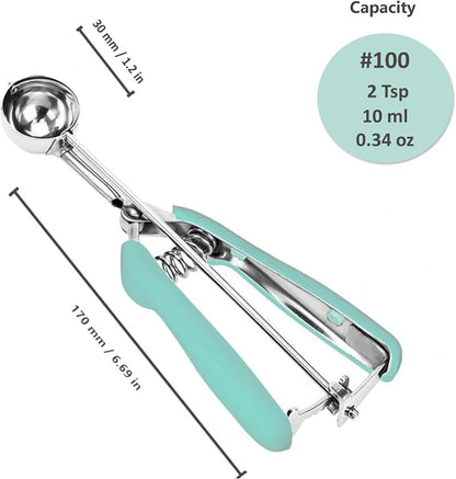 Mint Green Stainless Steel Cookie Scoop - 2Tsp/10ml/0.34oz Tbsp Dough Scooper with Trigger Release