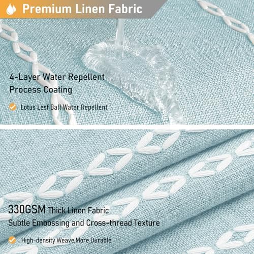 BTTN 54x78 Boho Farmhouse Linen Heavy Duty Shower Curtain Set, Fog Blue