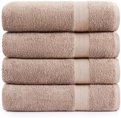 LANE LINEN Large Bath Sheet Set Oversized Soft Absorbent Quick Dry - Taupe