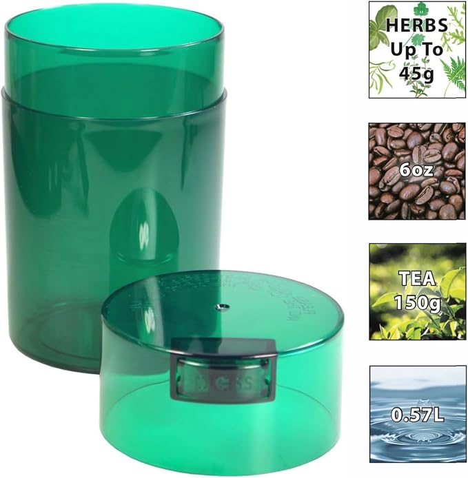 Tightvac - 1 to 6 oz Vacuum Sealed Storage Container, Green Tint