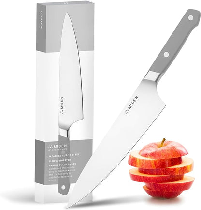 Misen 8 Inch Chef Knife, AUS-10 Japanese Stainless Steel - Gray