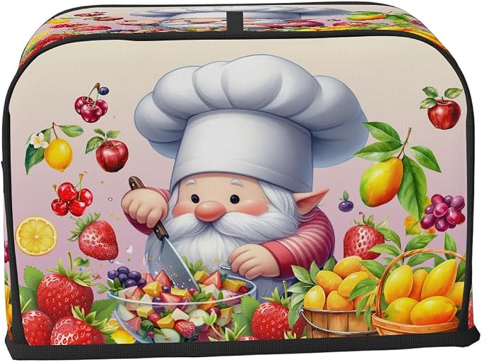 Toaster Cover 2 Slice Wide Slot Cute Gnome FriutBread Toaster Oven Dustproof Cover Small Appliance Kitchen Covers Dust and Fingerprint Protection for Women Gift 2 Slice