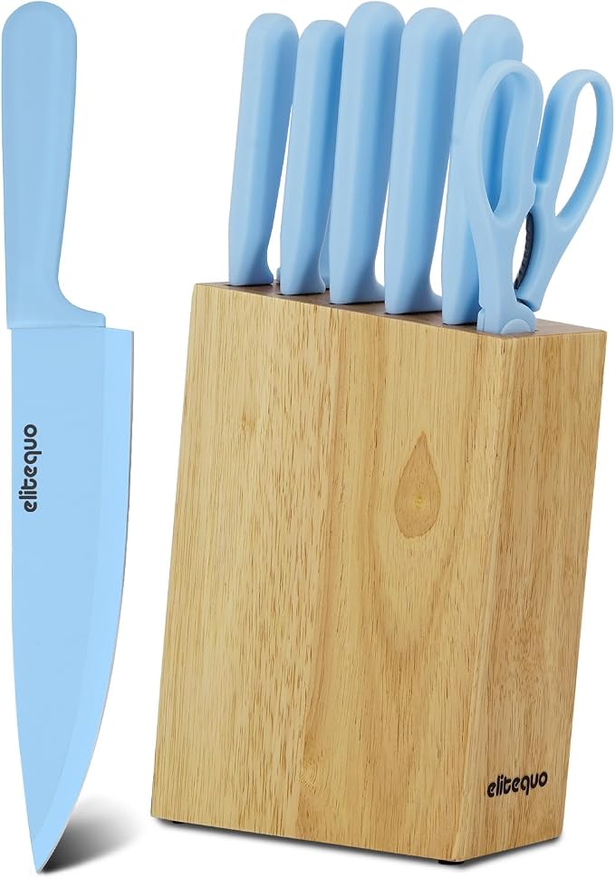 8 Piece Kitchen Knife Block Set with Sharpener,Dishwasher Safe,German Stainless Steel Knife Block Set