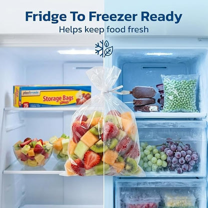 1 Gallon Storage Bags with Twist Ties, 300 Count - Clear Plastic Food Storage Bags for Sandwiches, Snacks, Fruit, Produce & Freezer