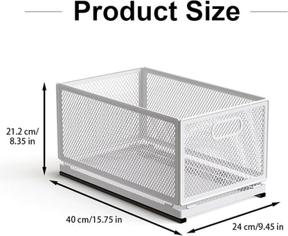 Pull Out Cabinet Organizer, Slide Out Drawers Fixed with Adhesive Nano Film, Pantry Shelves Sliding Drawer Storage Organization for Kitchen/Bathroom/Bedroom (15.7*9.4*8.3inch/40*24*21.2cm)