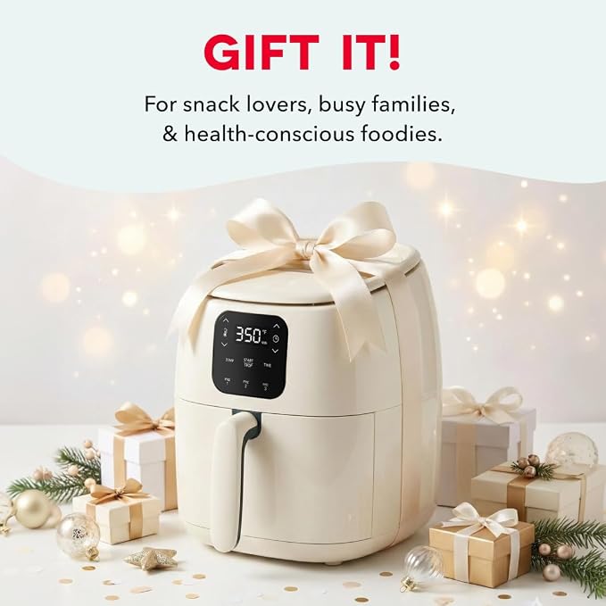 Dash Tasti-Crisp™ Digital Air Fryer – 2.6 Quart Small Compact Mini Air Fryer for French Fries, Nuggets & More, 1-2 People, Auto Shut Off, Adjustable Temp, Dishwasher Safe Parts - Cream
